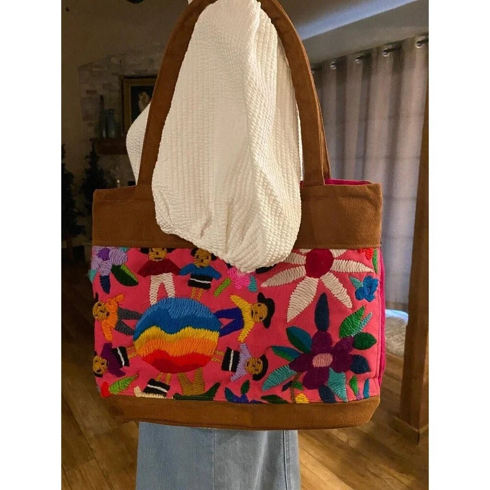 Authentic Embroidered Floral Mexican Boho Hipster Bag Purse CLEAN!